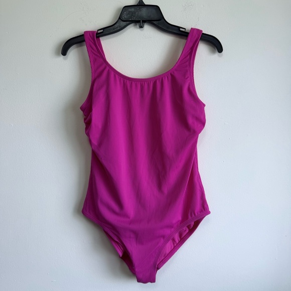 Catalina Magenta Ribbed Texture One Piece Swimsuit Large 12/14 Pink - Picture 2 of 7